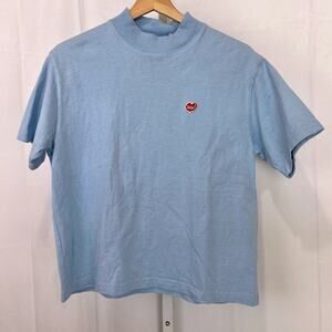 DEUS RECORDS Ex Machina True Romance Shirt Heart Short Sleeve Cotton Blue Size 6